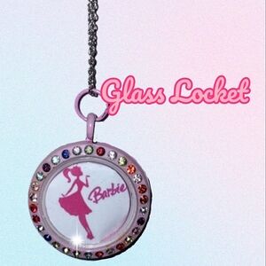 Pink Rhinestone Barbie Locket Necklace